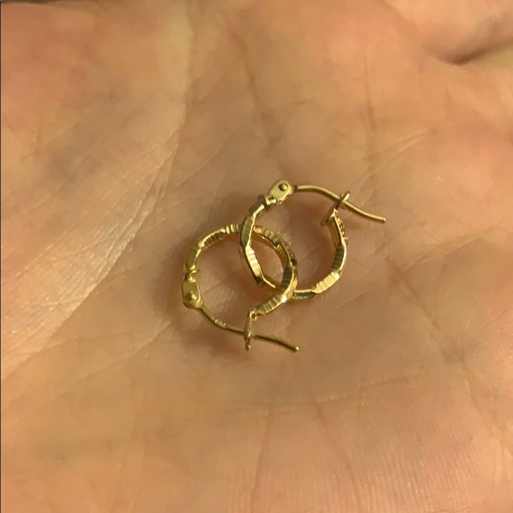 18k yellow solid gold mini hoop earrings